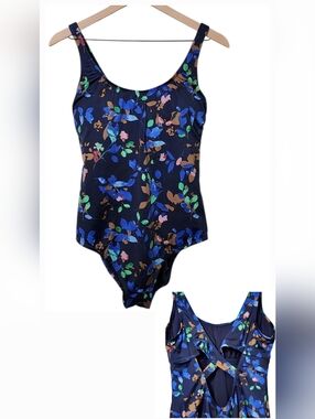 All In Motion Womens Large One-Piece Bathing Swimsuit Floral Removable Padding